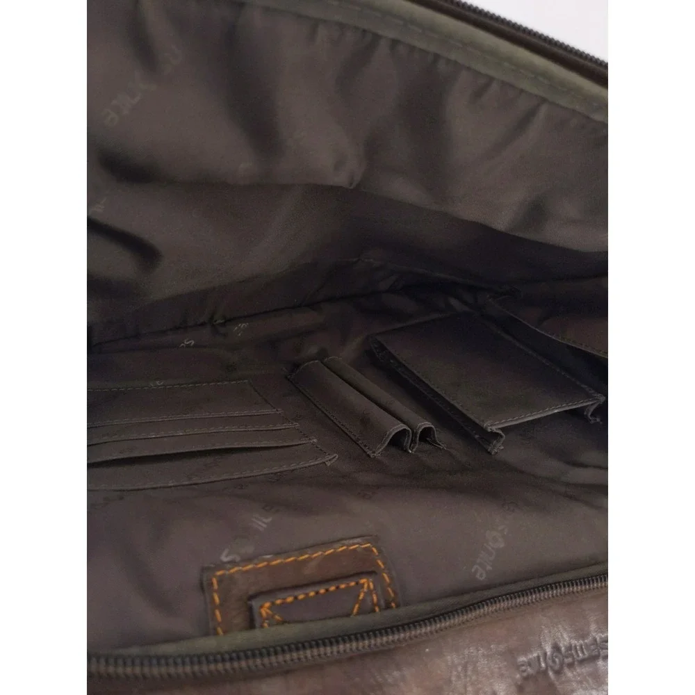 Samsonite Brown Leather Laptop Briefcase Business Bag Organizer‎ Expandable